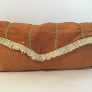 Pillow. Reversible. Tassel fringe. Orange. Insert. New
